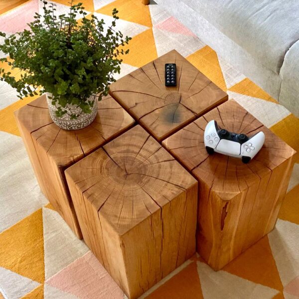 Bloc en chêne massif – cube en bois sur mesure, en chêne, bloc en bois massif