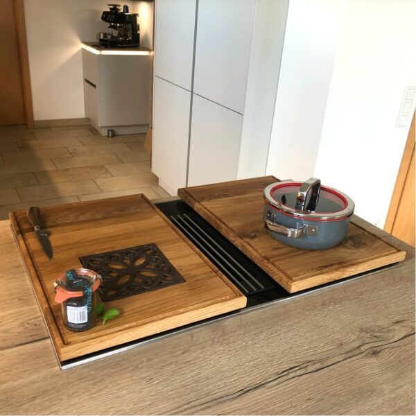 Couvre-Plaque De Cuisson En Bois, En Deux Parties, Sur Une Plaque De Cuisson, En Deux Parties