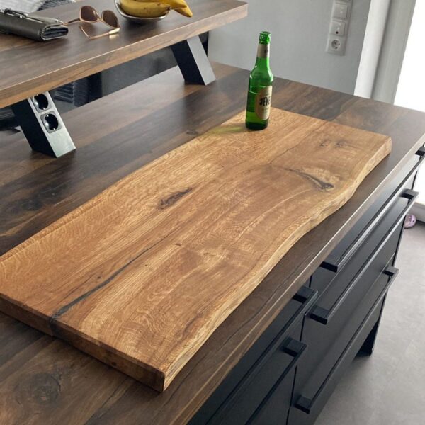 Planche Rustique À Découper Et À Servir En Chêne, Avec Bord Naturel