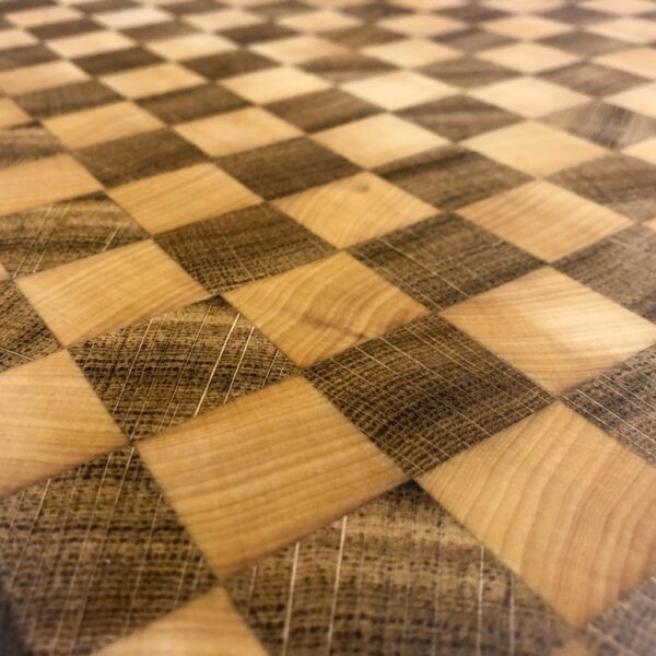 Planche À Découper En Bois De Bout Motif Damier, En Bois De Bout, Avec Motif Damier