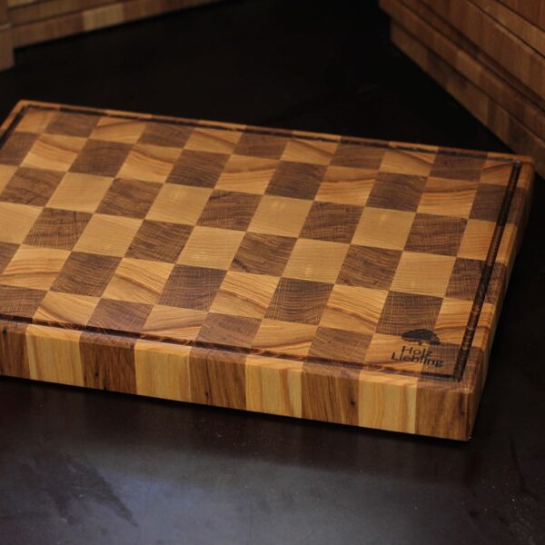 Planche À Découper En Bois De Bout Motif Damier, En Bois De Bout, Avec Motif Damier
