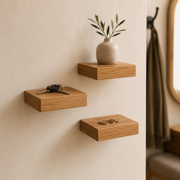 Mini-étagère murale flottante en bois massif, vue principale