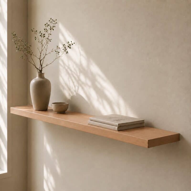Étagère murale flottante en bois massif sur mesure, en hêtre
