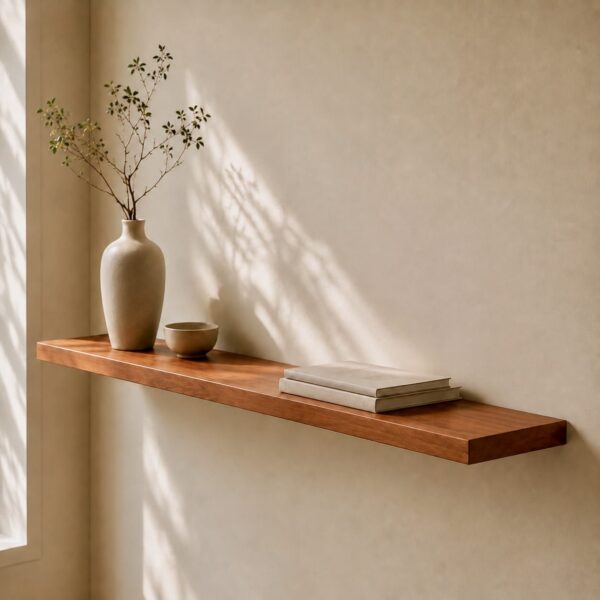 Étagère Murale Flottante En Bois Massif Sur Mesure, En Merisier