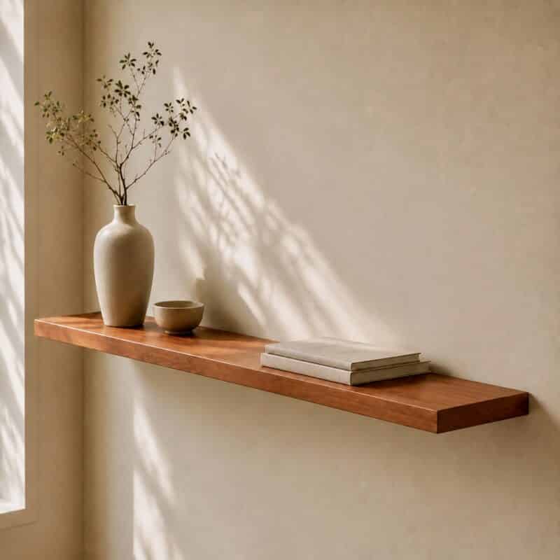 Étagère murale flottante en bois massif sur mesure, en merisier