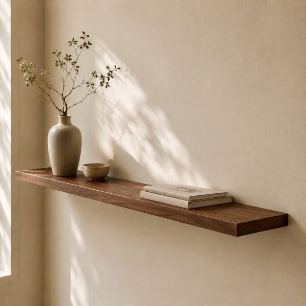 Étagère Murale Flottante En Bois Massif Sur Mesure, En Noyer