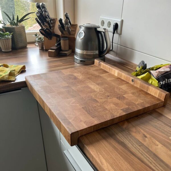 Planche À Découper En Bois De Bout Avec Butée, En Chêne, En Bois De Bout