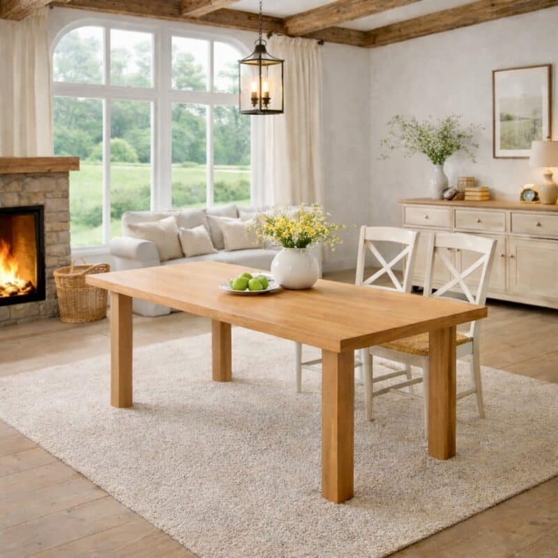 Table à manger en hêtre massif sur mesure, en hêtre