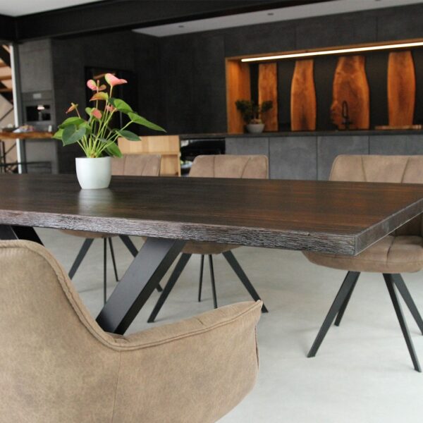 Table À Manger En Chêne Fumé Sur Mesure, En Chêne Fumé, En Chêne