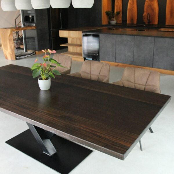 Table À Manger En Chêne Fumé Sur Mesure, En Chêne Fumé, En Chêne