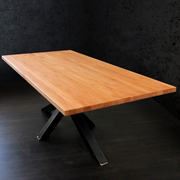Table À Manger En Hêtre Massif Sur Mesure, En Hêtre, Avec Piètement En Acier
