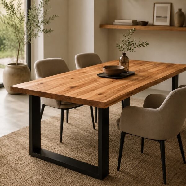 Table À Manger En Hêtre Cœur Massif Sur Mesure, Vue Principale