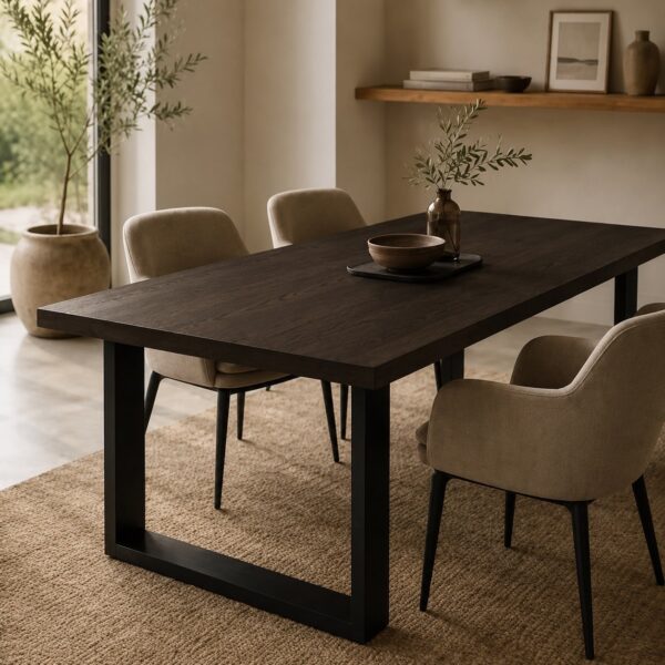 Table À Manger En Chêne Fumé Sur Mesure, Vue Principale
