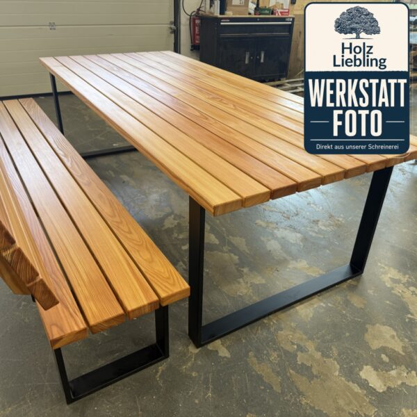 Table De Jardin En Poutres De Bois Sur Mesure, En Mélèze, En Extérieur