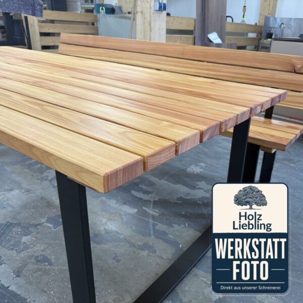 Table De Jardin En Poutres De Bois Sur Mesure, En Mélèze, En Extérieur