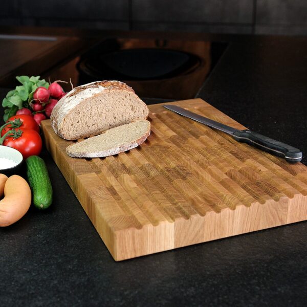 Planche À Pain En Bois Avec Rainures À Miettes, En Chêne, En Bois De Bout, Planche À Découper