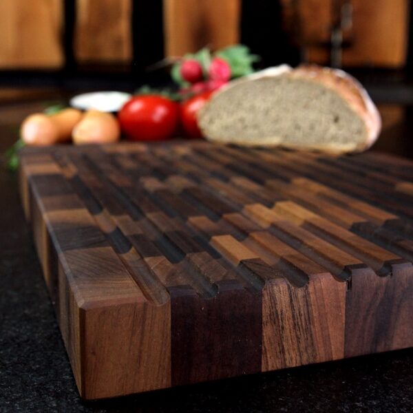 Planche À Pain En Bois Avec Rainures À Miettes, En Noyer, En Bois De Bout, Planche À Découper