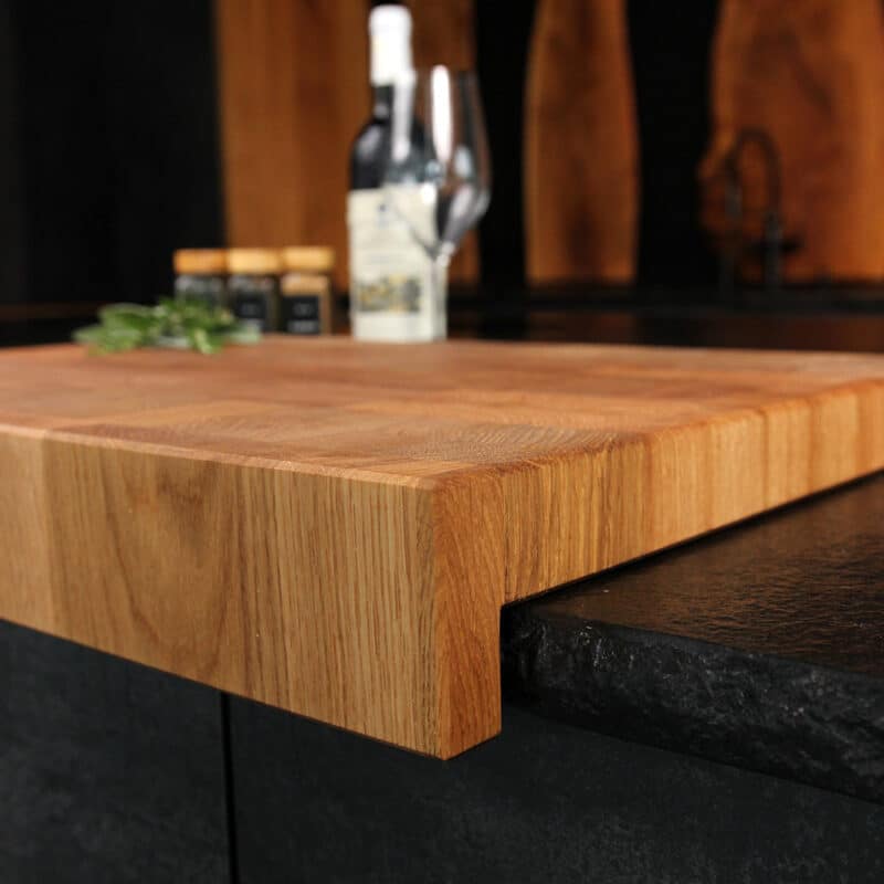 Planche À Découper En Bois De Bout Avec Butée, En Bois De Bout, Vue De Détail