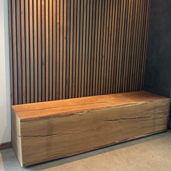 Banc En Tronc De Chêne Massif, En Chêne, Avec Option Led
