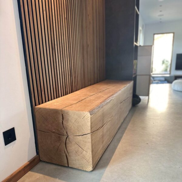 Banc En Tronc De Chêne Massif, En Chêne, Avec Option Led