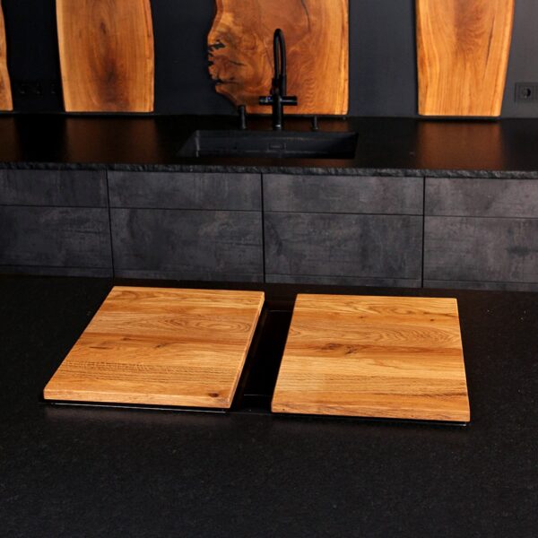 Couvre-Plaque De Cuisson En Bois, En Deux Parties, Sur Une Plaque De Cuisson, En Deux Parties, En Chêne