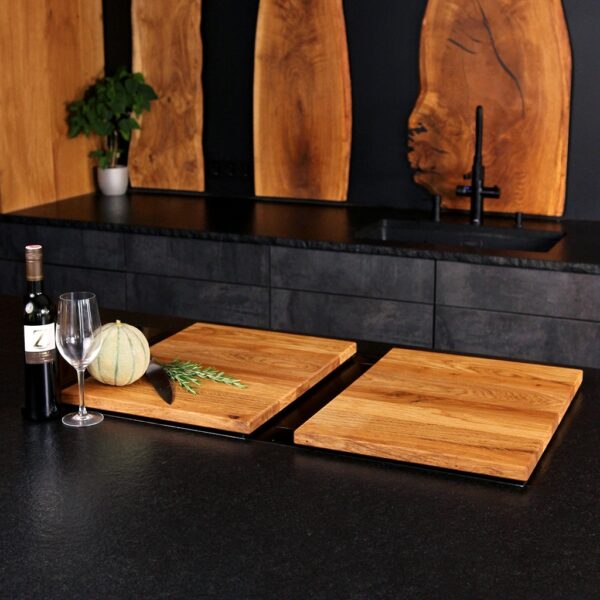 Couvre-Plaque De Cuisson En Bois, En Deux Parties, Sur Une Plaque De Cuisson, En Deux Parties, En Chêne