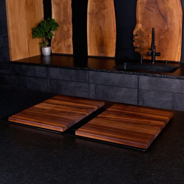 Couvre-Plaque De Cuisson En Bois, En Deux Parties, Sur Une Plaque De Cuisson, En Deux Parties, En Noyer