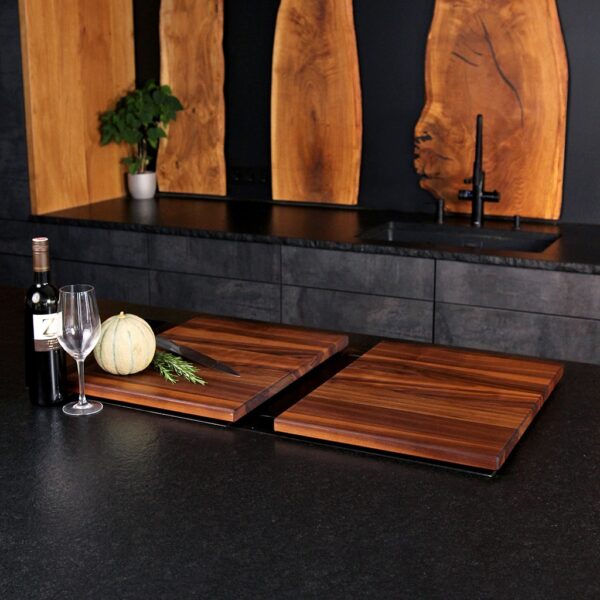 Couvre-Plaque De Cuisson En Bois, En Deux Parties, Sur Une Plaque De Cuisson, En Deux Parties, En Noyer