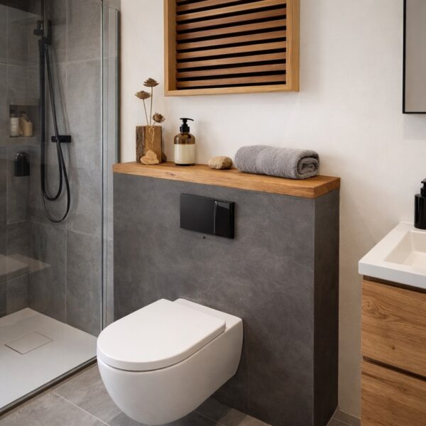Dessus De Muret En Bois Sur Mesure, Dans Une Salle De Bains