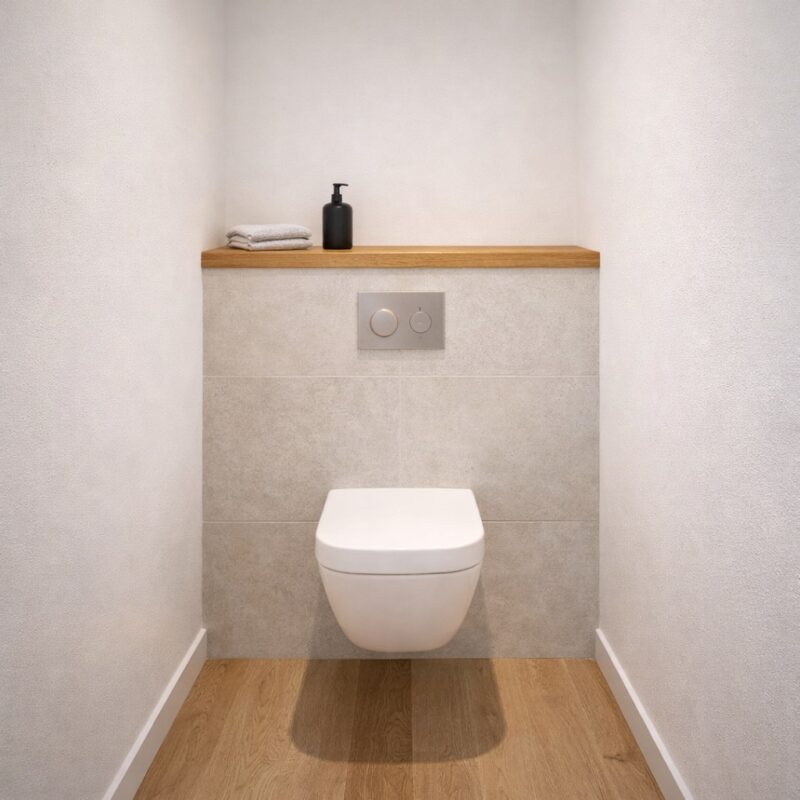 Dessus de muret en bois sur mesure, installé au mur
