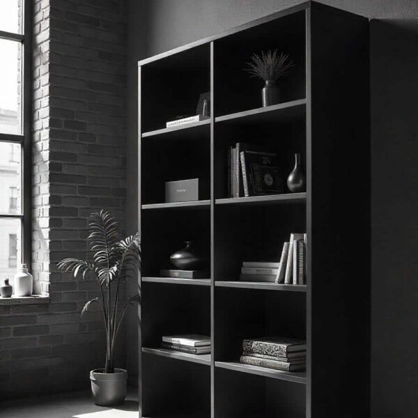 Tablette D'Étagère Sur Mesure En Bois, Avec Rangement Ouvert, Noir