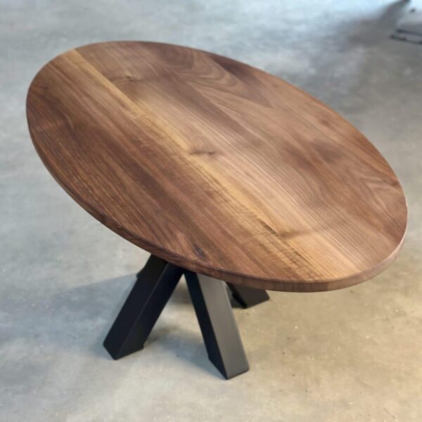 Table Basse En Bois Massif Sur Mesure, En Noyer, De Forme Ovale, Avec Option Led