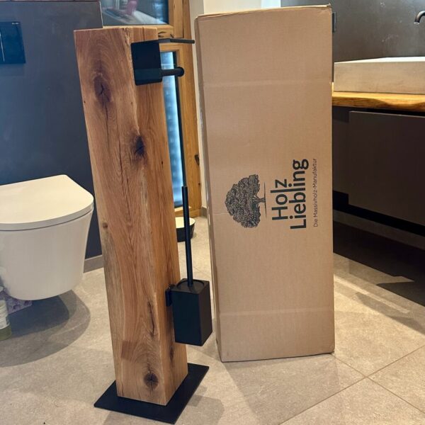 Porte-Papier Toilette Sur Pied En Chêne Massif, Emballage Pour L’expédition, En Chêne