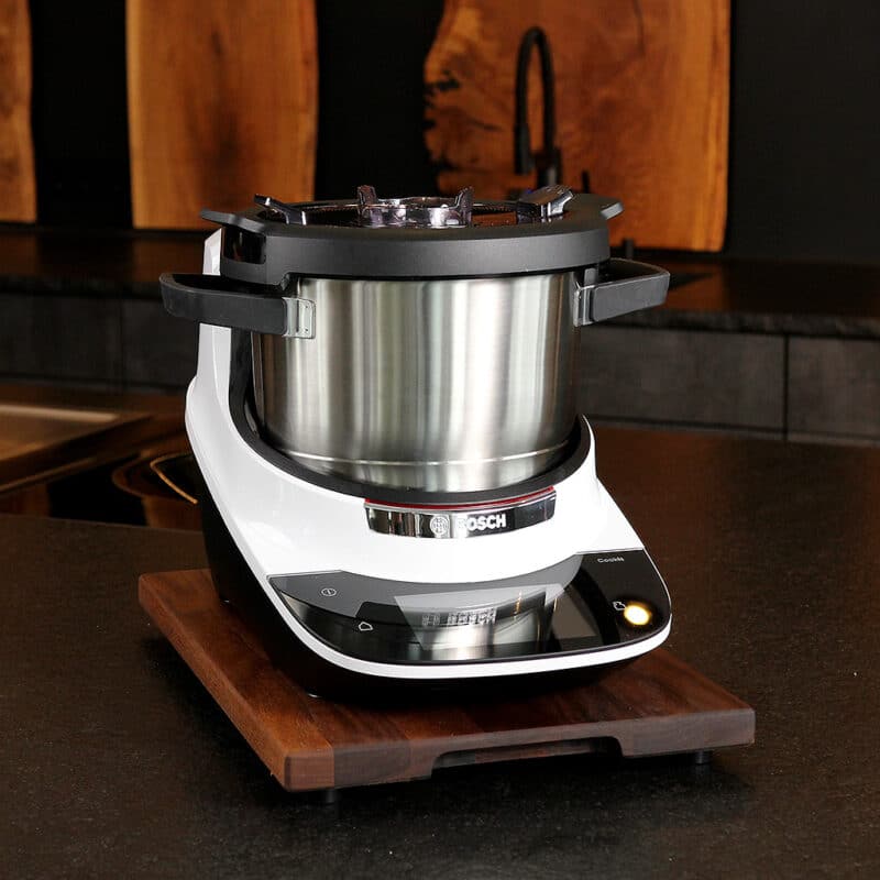 Plateau coulissant pour Bosch Cookit – planche roulante en bois, en noyer, avec Bosch Cookit