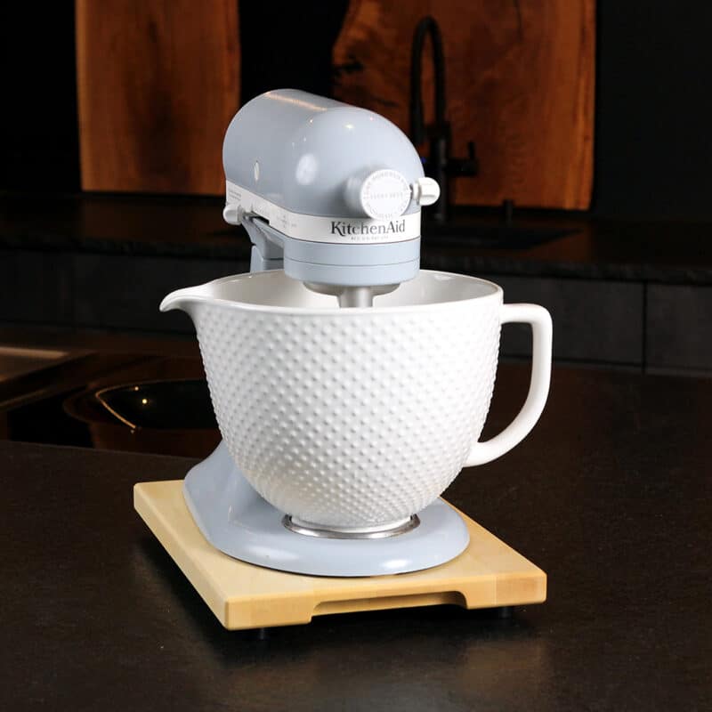 Plateau coulissant pour KitchenAid – planche roulante en bois, avec robot KitchenAid, sur plateau coulissant, en érable