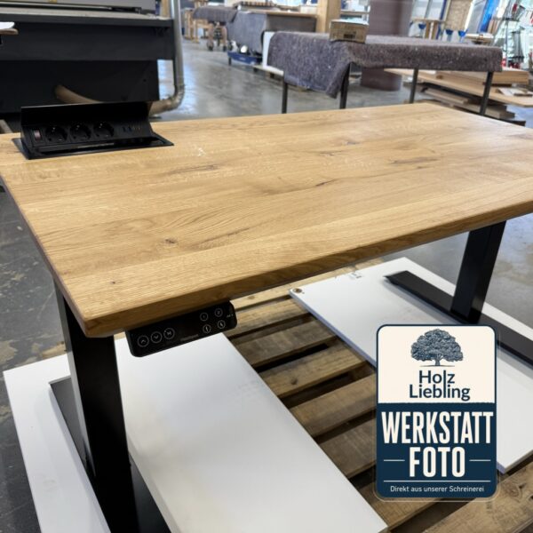 Bureau Assis-Debout En Bois Massif Sur Mesure, Photo De Fabrication Dans L’atelier, Réglage En Hauteur, En Chêne