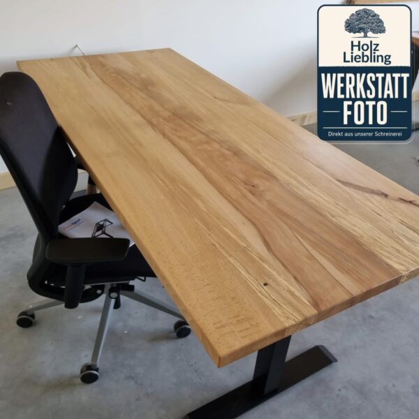 Bureau Assis-Debout En Bois Massif Sur Mesure, Photo De Fabrication Dans L’atelier, Réglage En Hauteur, En Hêtre Coeur, En Hêtre