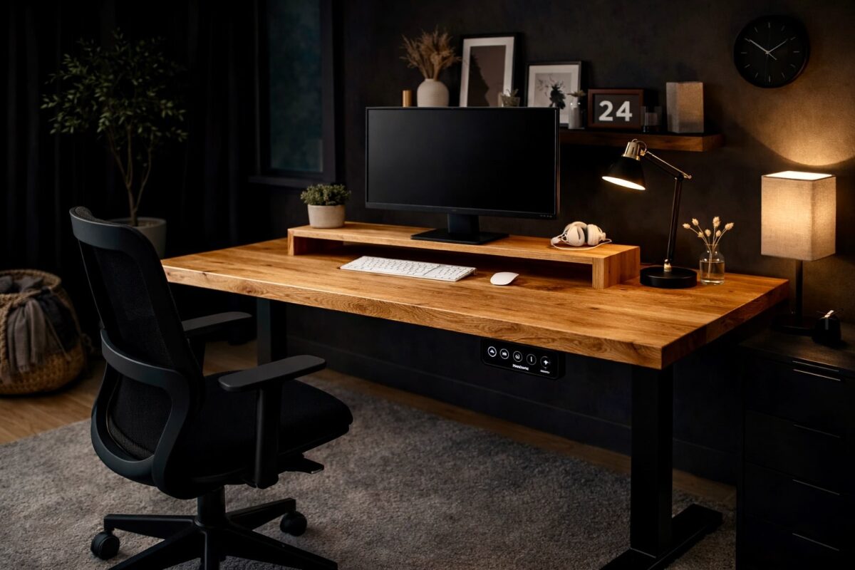 Bureau Assis-Debout En Bois Massif Sur Mesure, En Chêne