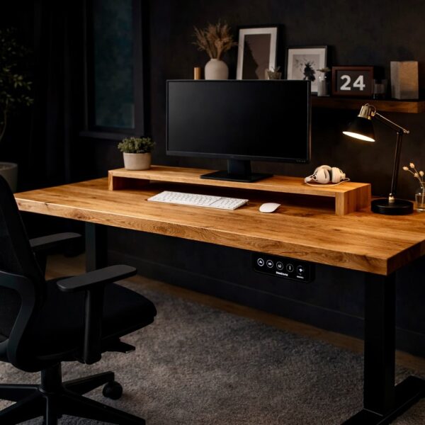 Bureau Assis-Debout En Bois Massif Sur Mesure, En Chêne