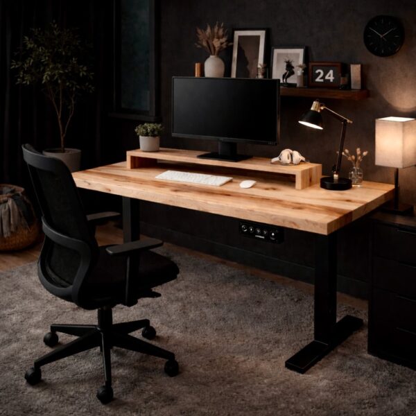 Bureau Assis-Debout En Bois Massif Sur Mesure, En Frêne