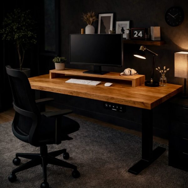 Bureau Assis-Debout En Bois Massif Sur Mesure, En Chêne