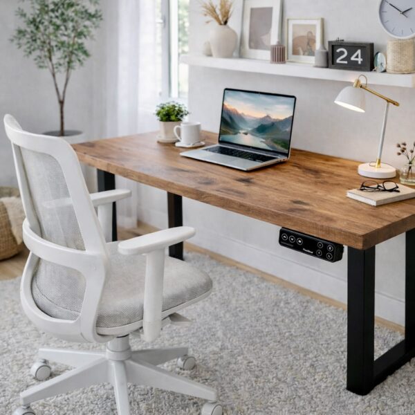 Bureau Assis-Debout En Bois Massif Sur Mesure, En Noyer