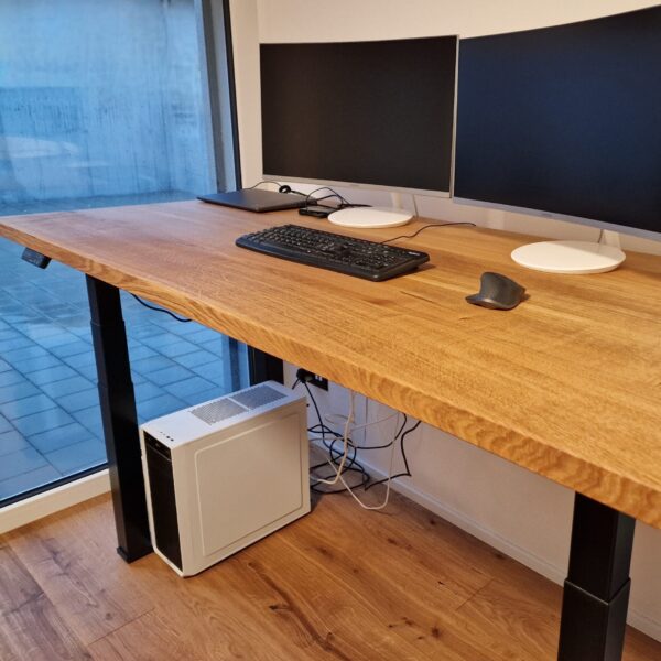 Bureau Assis-Debout En Bois Massif Sur Mesure, Réglage En Hauteur