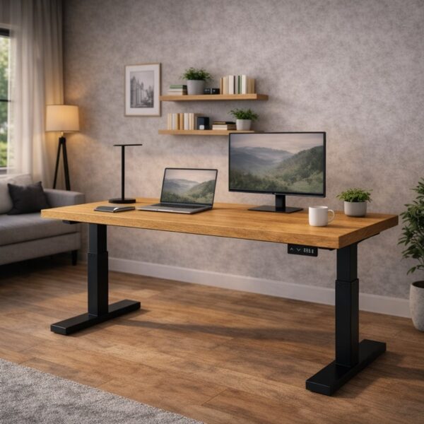 Bureau Assis-Debout En Bois Massif Sur Mesure, Réglage En Hauteur