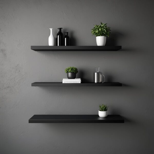 Étagère Murale Flottante Noire Ou Blanche, Noir