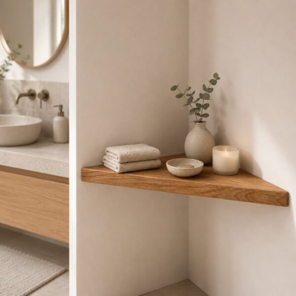 Étagère D’angle Flottante En Bois Massif, Vue Du Produit