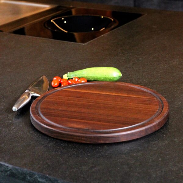 Planche À Découper Ronde Et Plateau De Service En Bois, En Noyer