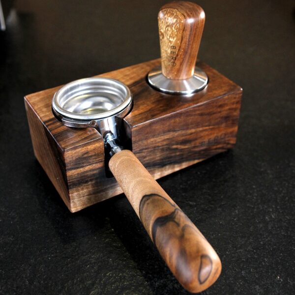 Station De Tassage En Bois Massif Pour Porte-Filtre, En Noyer