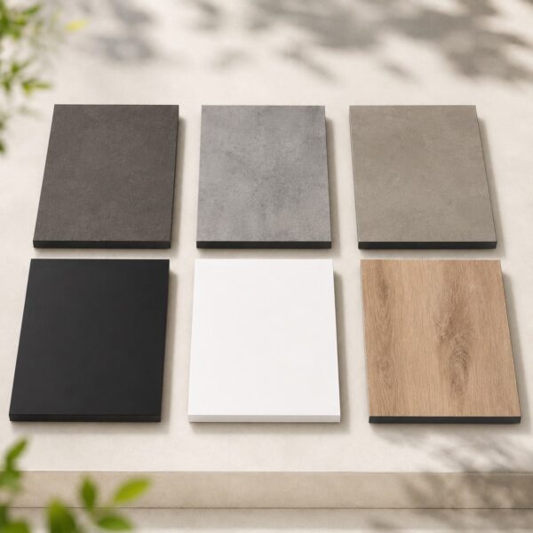 Table De Jardin Avec Plateau Hpl Et Piètement Zebra, En Utilisation Extérieure