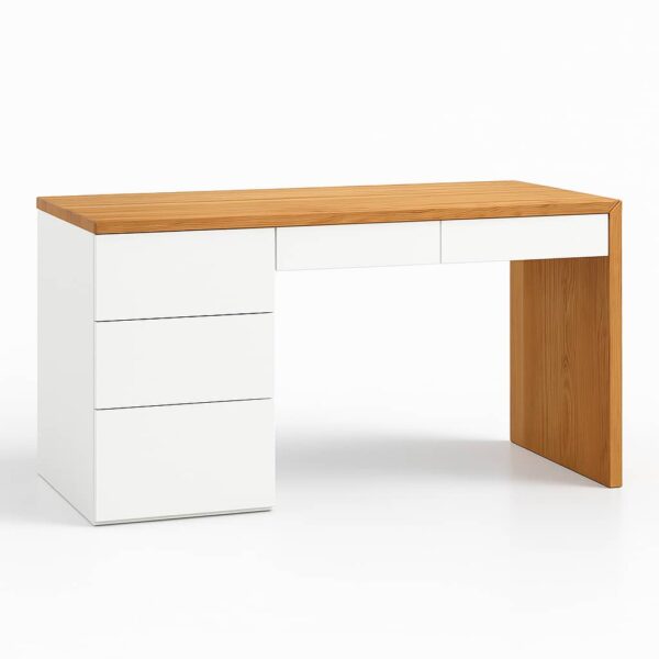 Bureau En Bois Massif Avec Tiroirs Sur Mesure, En Chêne